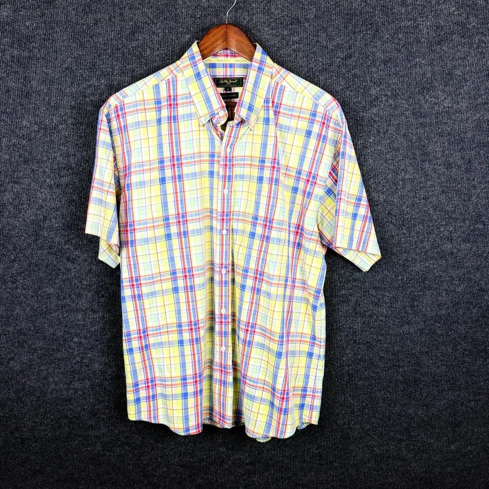 Bobby Jones Collection Shirt Mens XL Plaid Woven in Italy Button Down Cotton